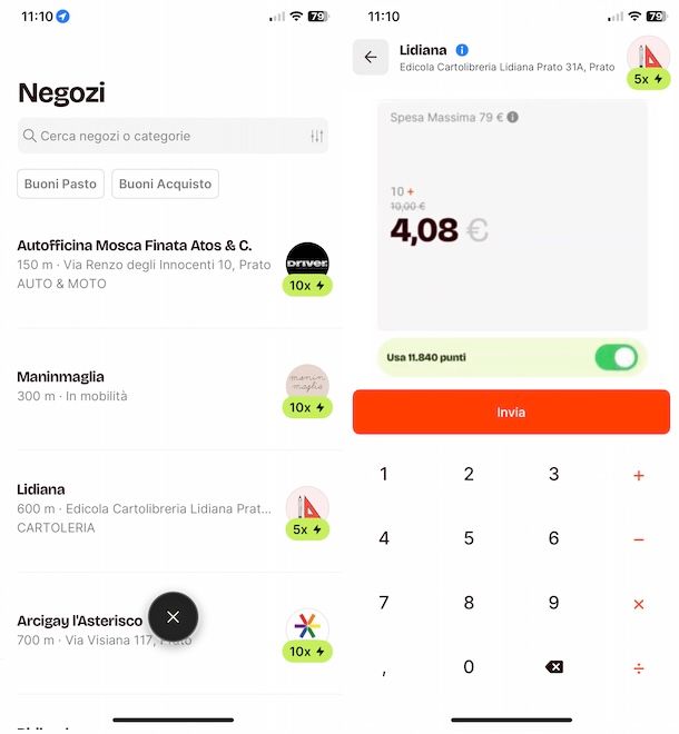 Usare punti Satispay