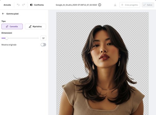 Mettere sfondo trasparente Canva Web
