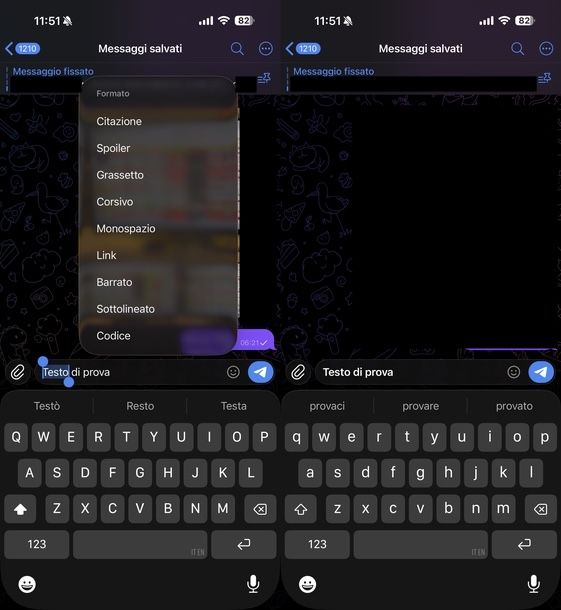 Scrivere in grassetto su Telegram iOS