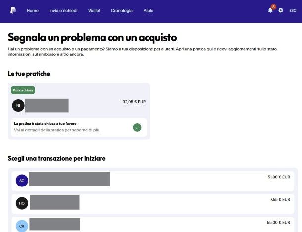 Centro risoluzioni PayPal