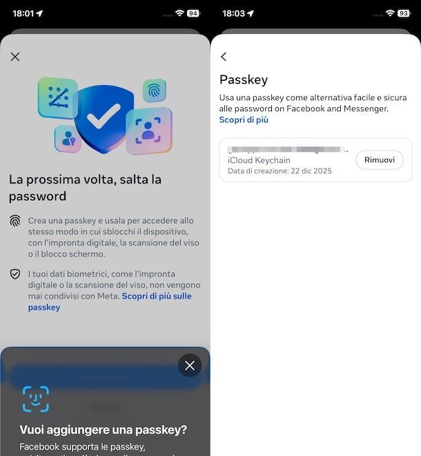 Come creare passkey Facebook