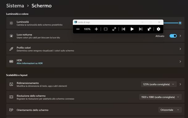 Ridimensionare schermo PC Windows 11
