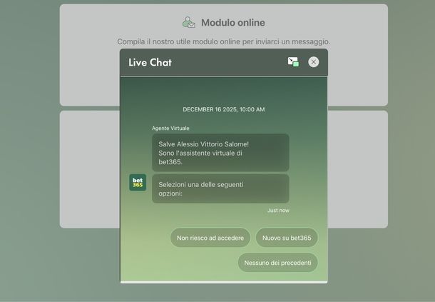 Contattare bet365 live chat