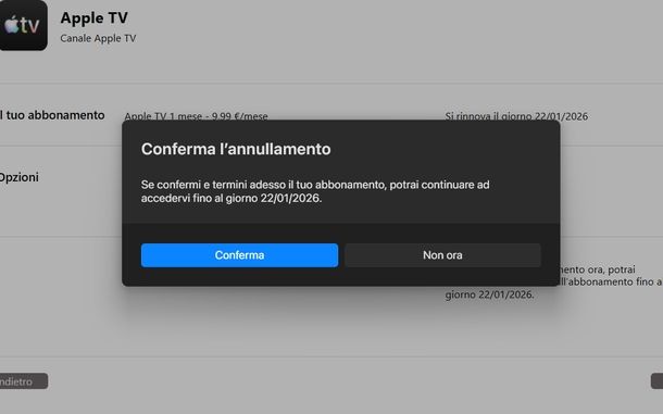 Disdire Apple TV da Windows