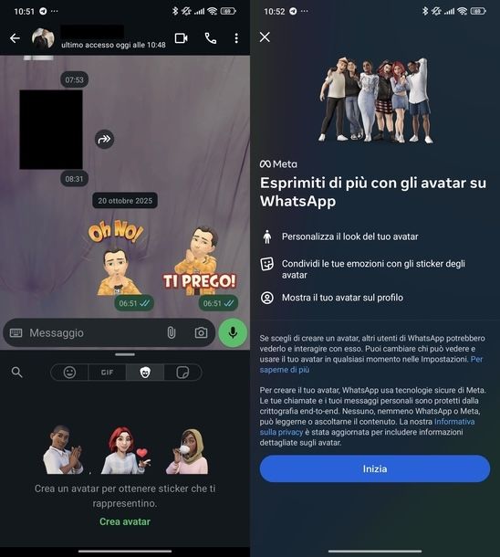 Creare avatar per WhatsApp Android