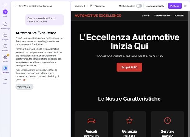 Creare sito Web con Canva AI