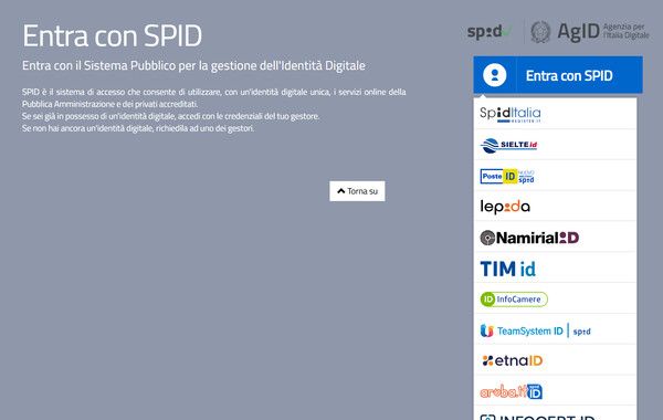 Elenco dei provider per lo SPID