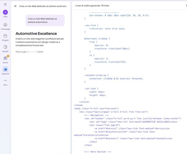 Creare sito Web con Canva AI