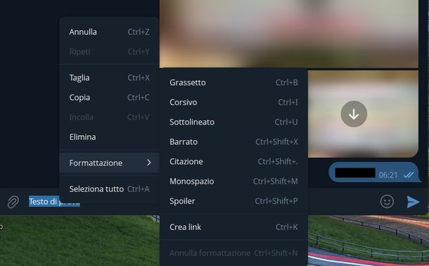 Scrivere in grassetto su Telegram Windows