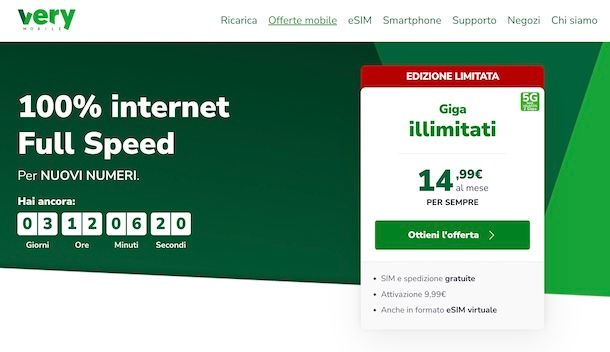 Giga illimitati Very Mobile