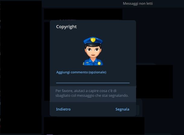 Segnalare gruppo Telegram Windows