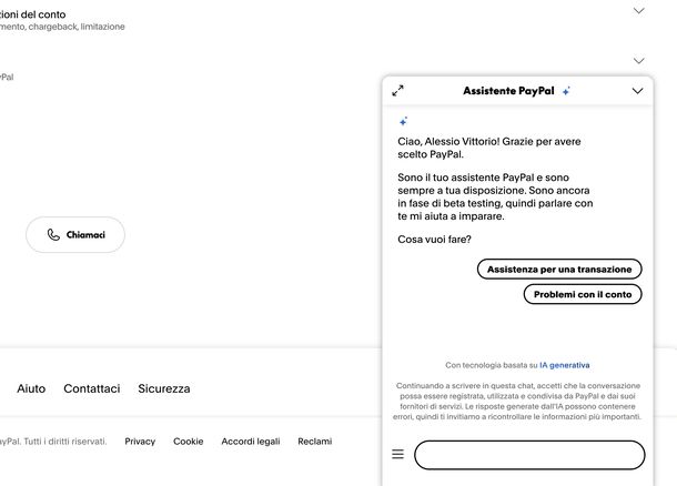 Contattare PayPal