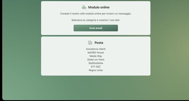 Contattare bet365 posta