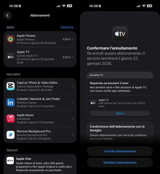Disdire Apple TV da iOS