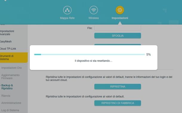 Resettare TP-Link extender Web