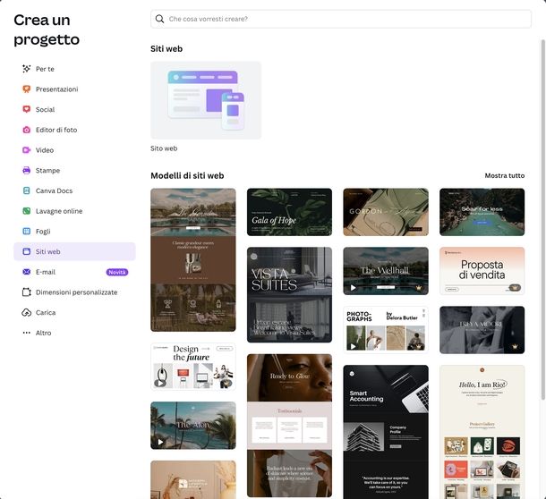 Creare sito Web con Canva