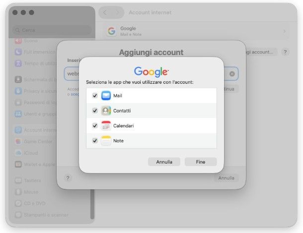 Contatti Google su macOS