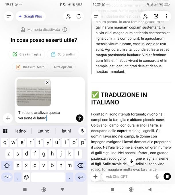 ChatGPT per versioni di latino