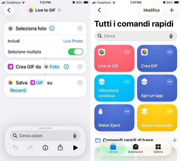 Creare comando rapido per fare GIF da Foto Live iPhone