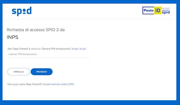 Accedere a SPID con PIN temporaneo