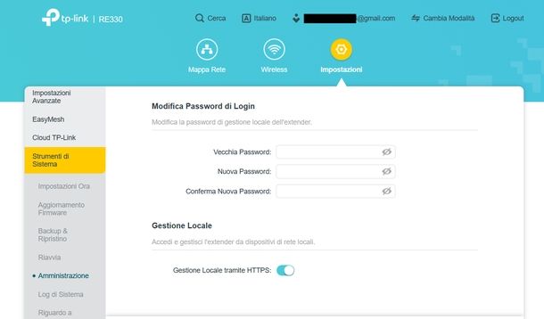 Resettare password pannello amministrazione range extender TP-Link