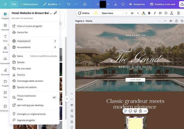 Creare sito Web con Canva