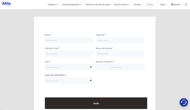 Contattare iMile tramite email