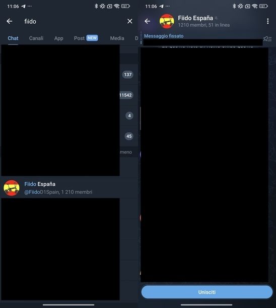 Cercare gruppo su Telegram Android