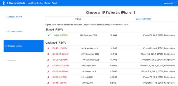 IPSW versioni firmate