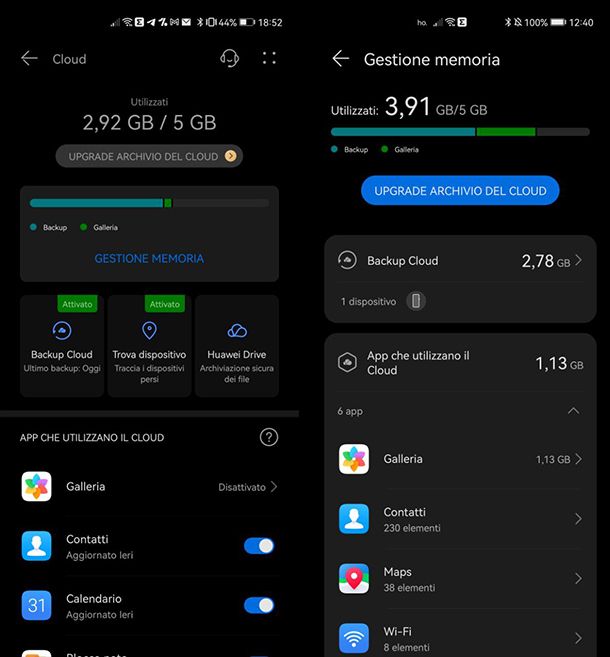 Come liberare memoria cloud Huawei