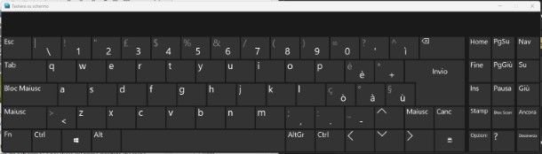 Tastiera su schermo Windows