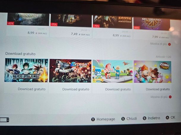 Come scaricare giochi gratis Nintendo Switch
