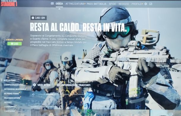 schermata principale Battlefiled 6 per PS5