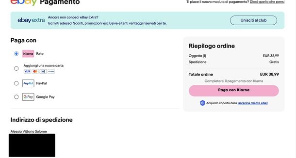 Attivare Klarna su eBay