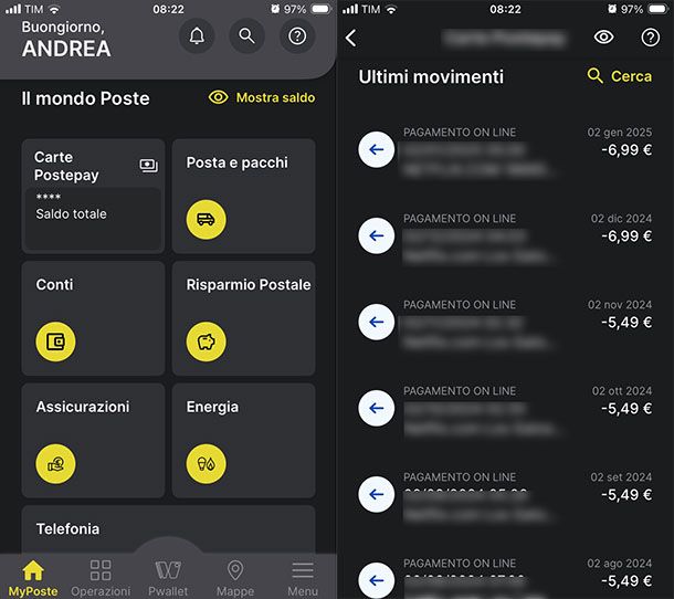 Come scaricare estratto conto su app Poste Italiane