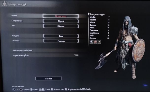 schermata classe Eroe