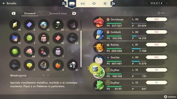 Usare Metalcoperta su Scyther Pok&eacute;mon Arceus