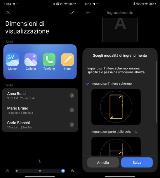 Ridimensionare schermo Android