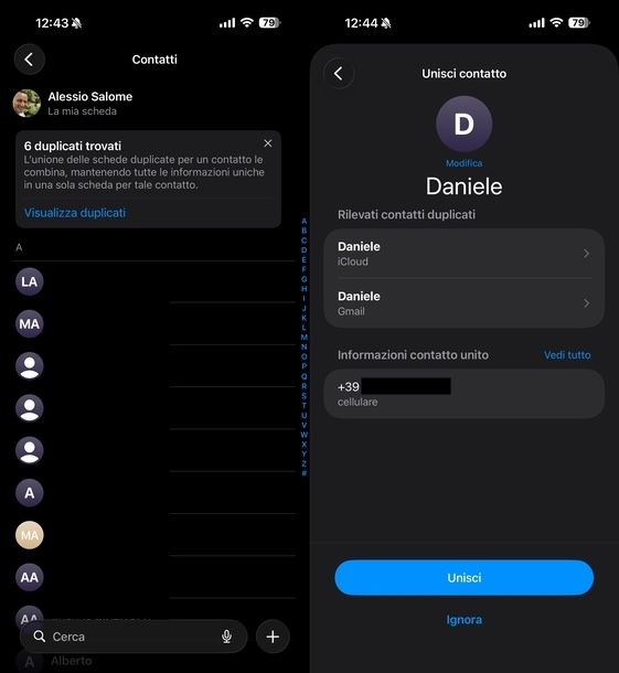 Rimuovere contatti duplicati da iPhone