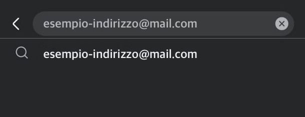 cercare indirizzo email Facebook app