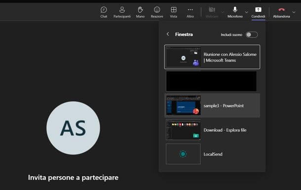 Condividere PowerPoint Teams Windows