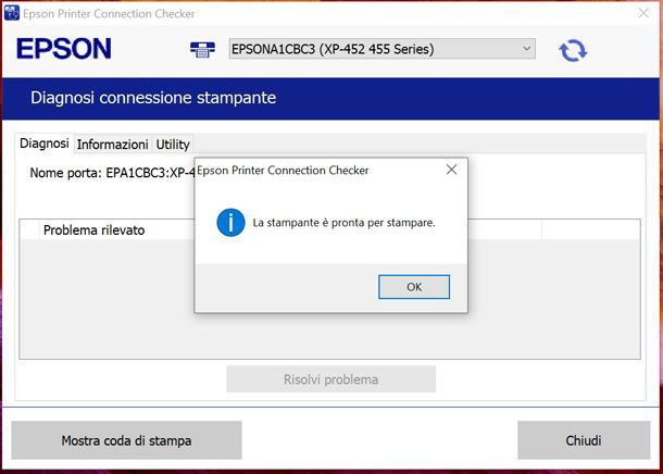 Come verificare il funzionamento della rete Wi-Fi sulla stampante Epson da PC