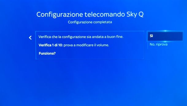 scansione automatica codici TV su Sky Q