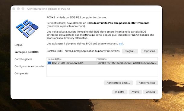 Selezionare BIOS su PCSX2