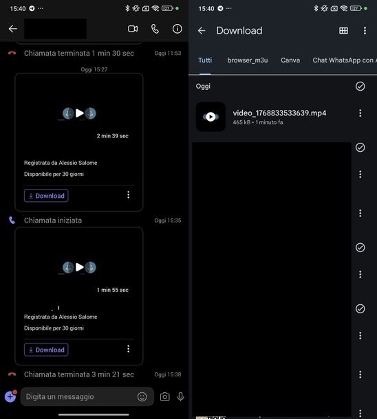 Registrare call su Teams Android