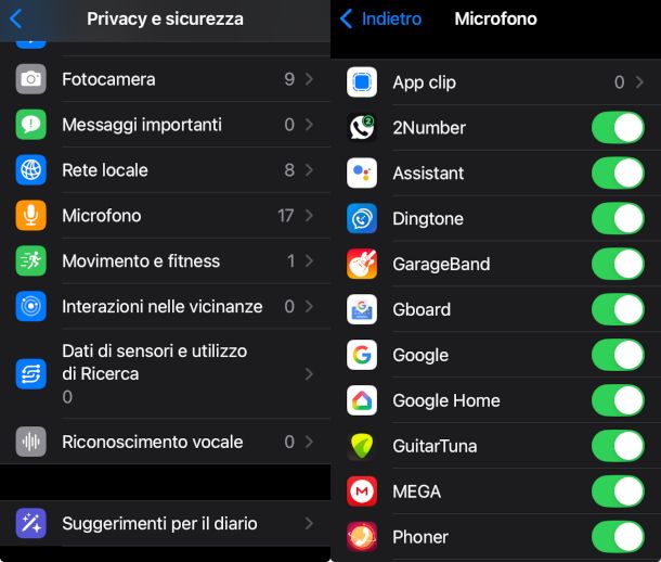 permessi accesso al microfono iOS
