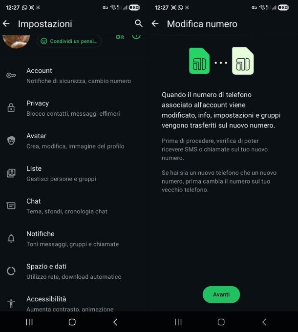 Come cambiare account su WhatsApp