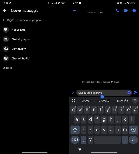 Iniziare chat con una ragazza che non conosco Messenger Android