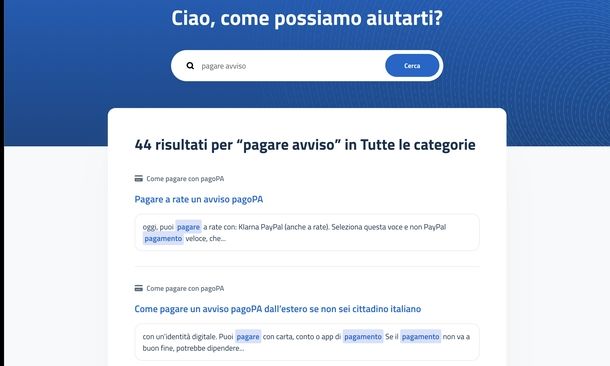 Contattare pagoPA Centro assistenza