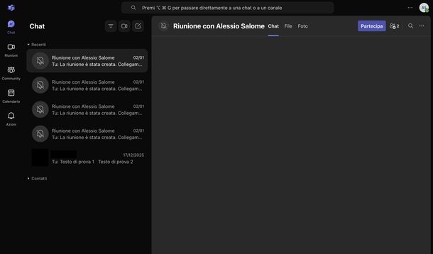 Usare Microsoft Teams da browser